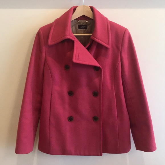 J. Crew Jackets & Blazers - J. Crew Hot Pink Double Breasted Pea Coat